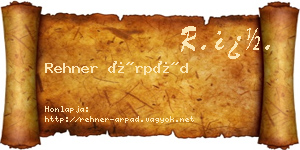 Rehner Árpád névjegykártya